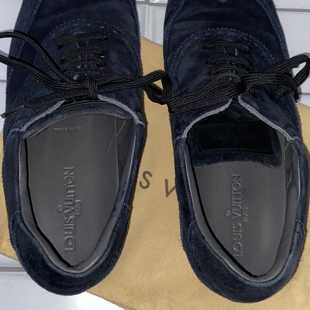 Louis Vuitton LV Shoes Oxford Wingtip Dress Shoes UK 8.5 US 9.5 Navy Blue Suede - Picture 8 of 11
